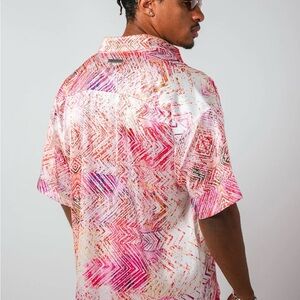 Artchimia Sweet Dreams Shirt Vibrant Pink and White Men's Casual Shirt